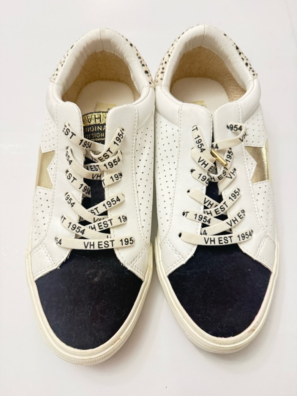Vintage Havana White Gold Navy Low-Top Sneakers